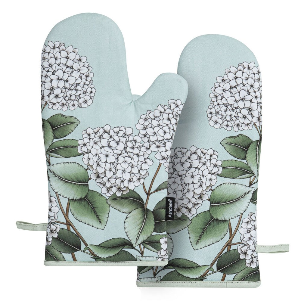 Ashdene Secret Garden Kitchen Gloves Oven Mitts Pot Holder 19.5x33cm (2 Pieces) — Mint