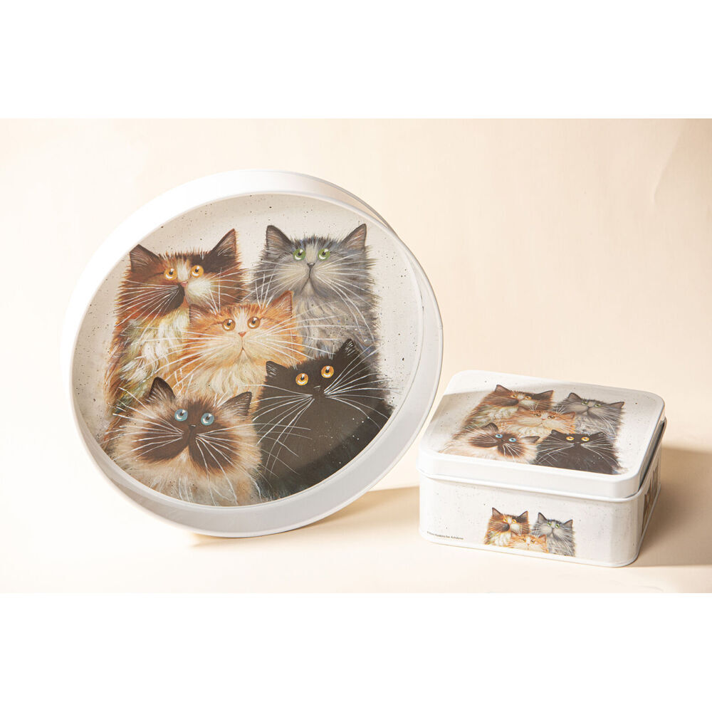 Ashdene White 30.5x30.5cm Kim's Cats Galvanise Steel Round Serving Tray — image 5