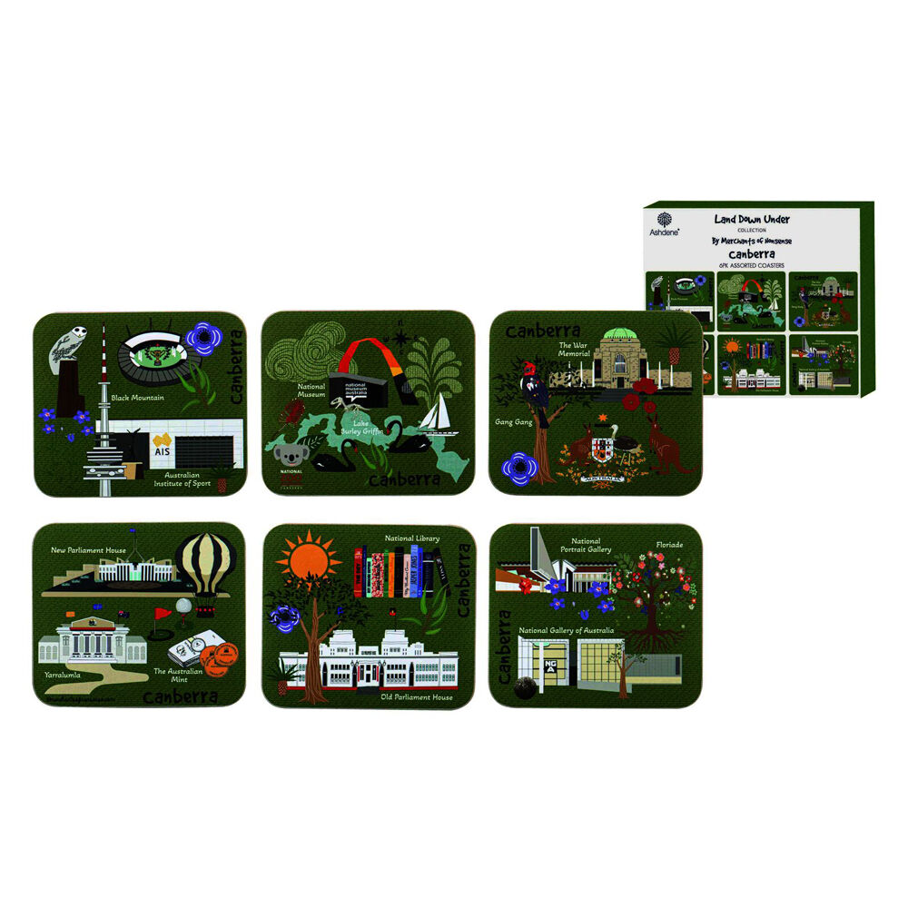 Ashdene Land Down Under Canberra Cork Drinking Mat Coaster 11x9.7cm (6 Pieces) — image 2