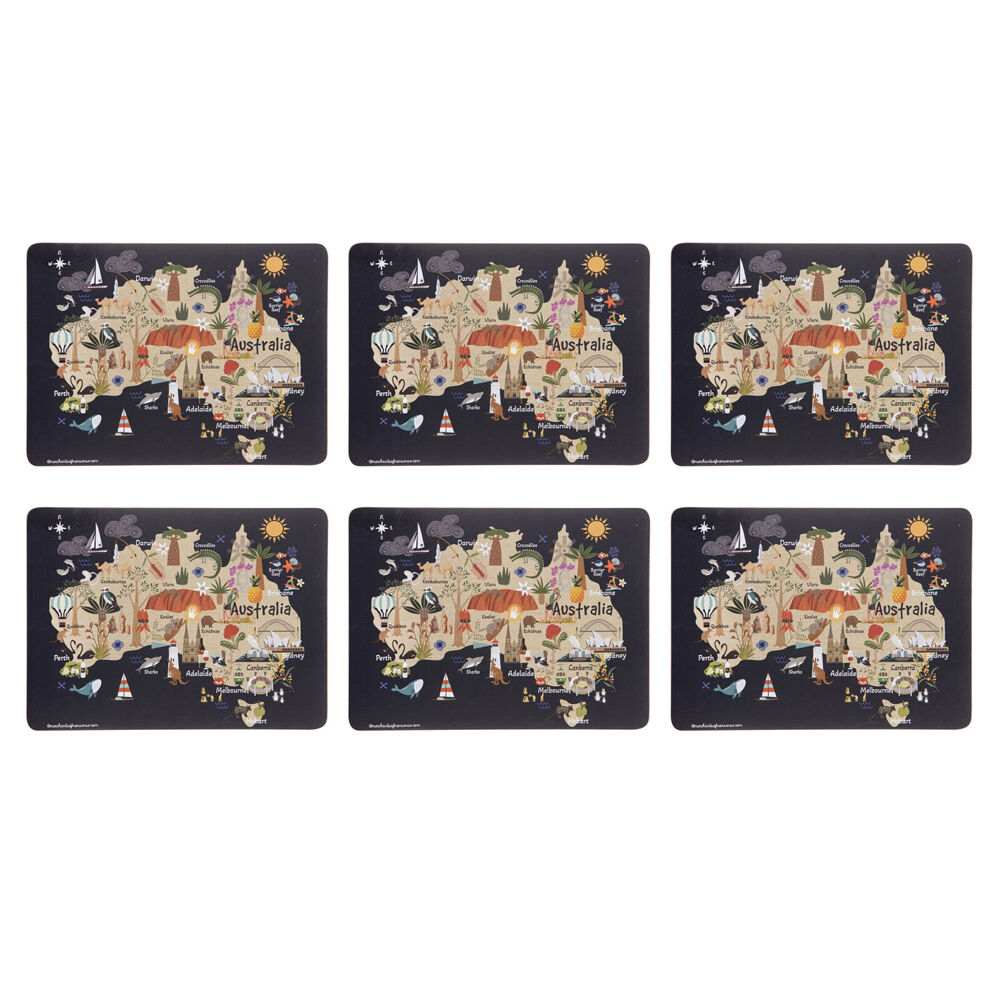 Ashdene Land Down Under AUS Kitchen Dining Table Placemat 29x21.5cm (6 Pieces)