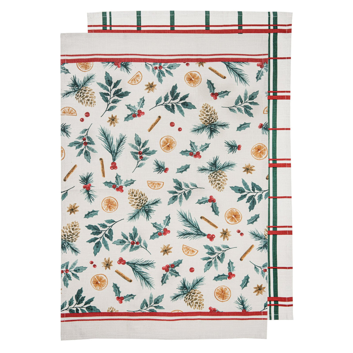 Ladelle Evergreen Cotton Kitchen/Tea Towels Set Dish Cloths 45x70cm (2 Pieces)