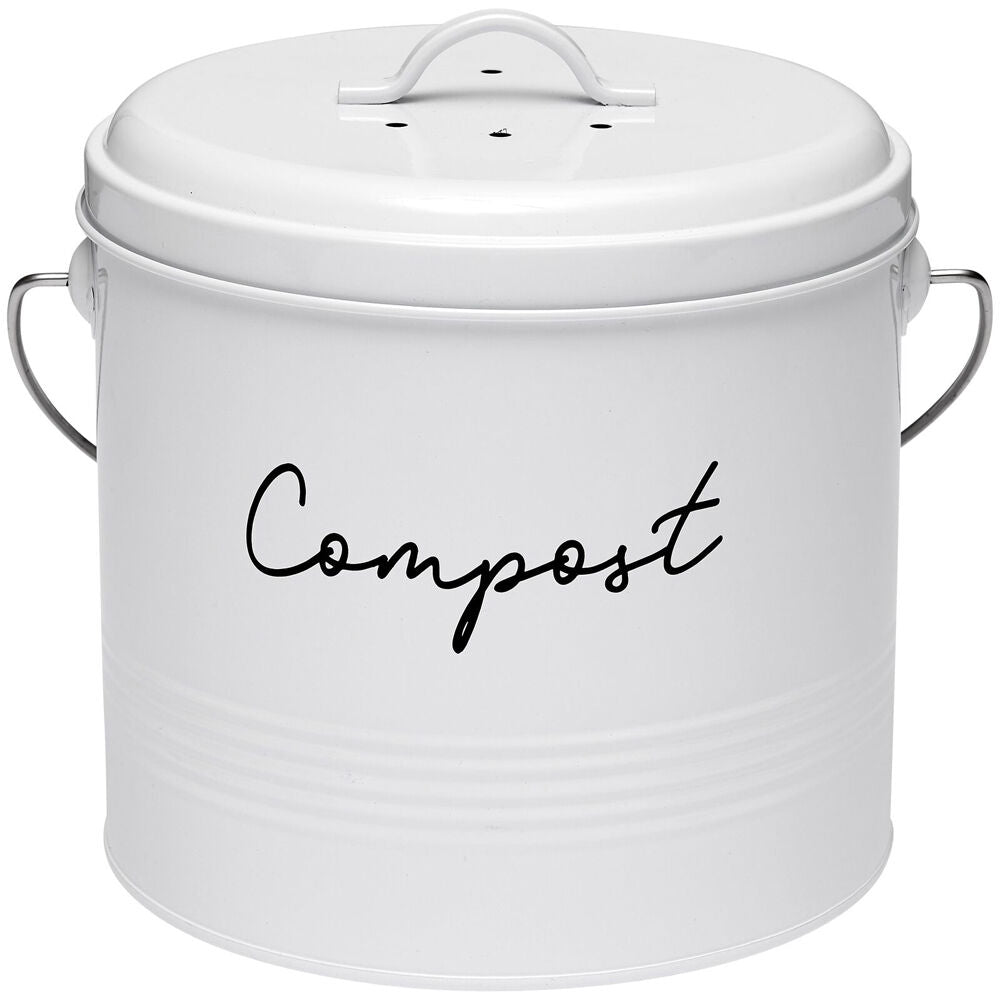 Ladelle Eco Compost Bin w/ Charcoal Filter/Lid Galvanized Steel/Plastic White — image 3