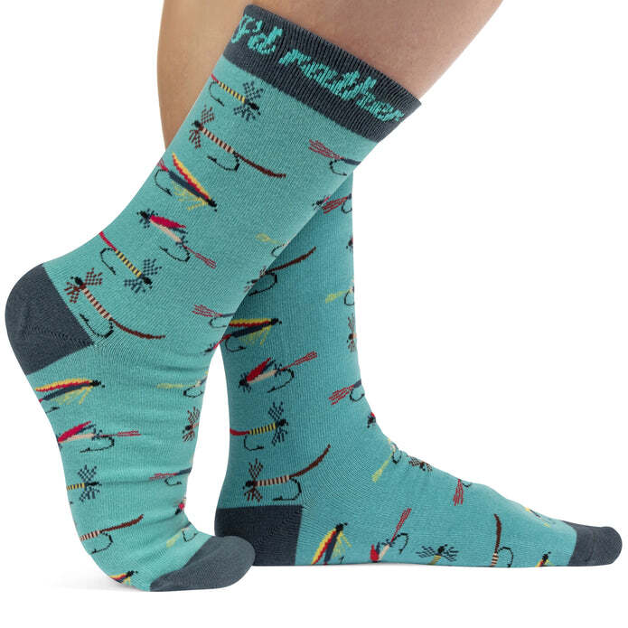 Lavley I'D Rather Be Fly Fishing Unisex Casual Outdoor Themed Crew Length Socks — image 2