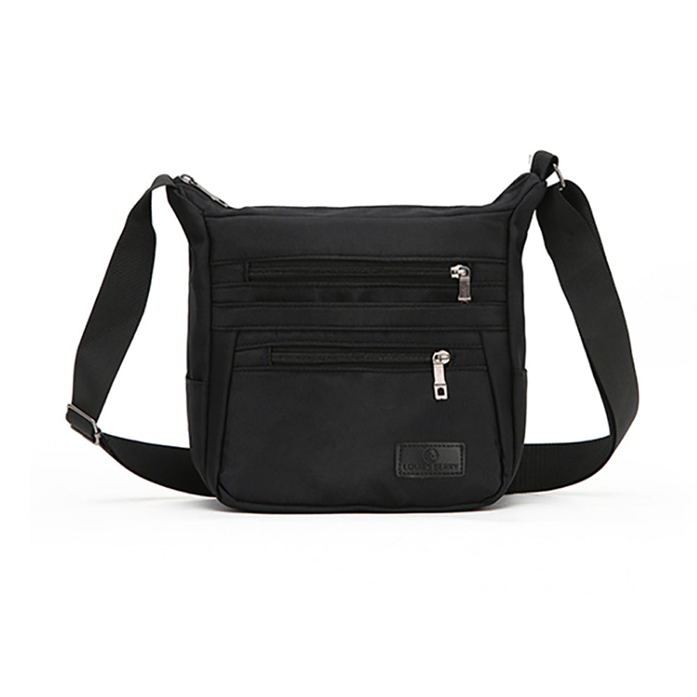 Louise Berry Louis Berry Nylon Dual Zipper Cross Body/Shoulder Purse/Bag 22x14x20cm - Black