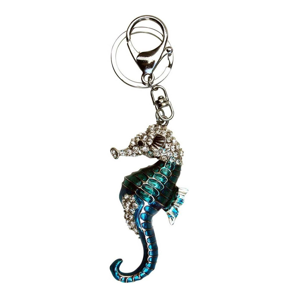 LVD Metal/Crystal Seahorse Keyring Bag/Car Key Accessory Charm Keychain Tag Blue