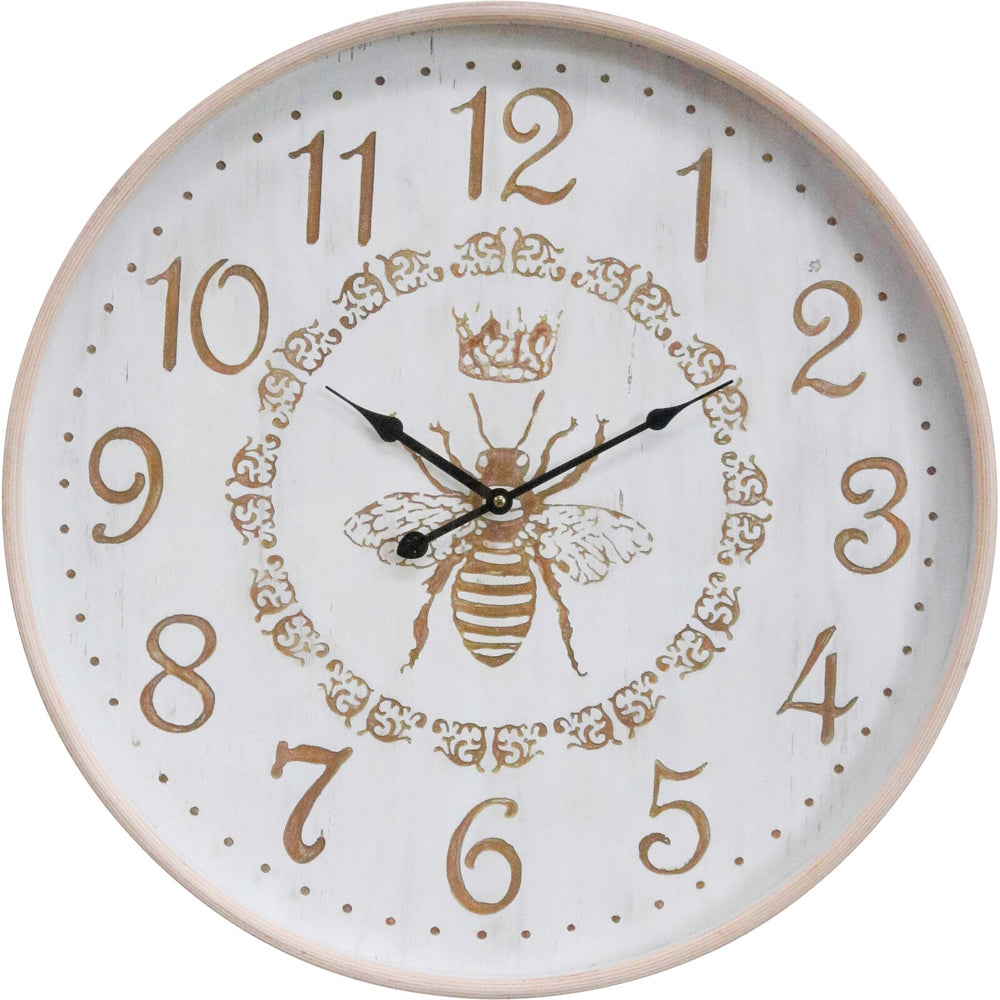 LVD Bee Engravedglass Hanging Wall Clock Analogue 60cm Round Home/Room Decor