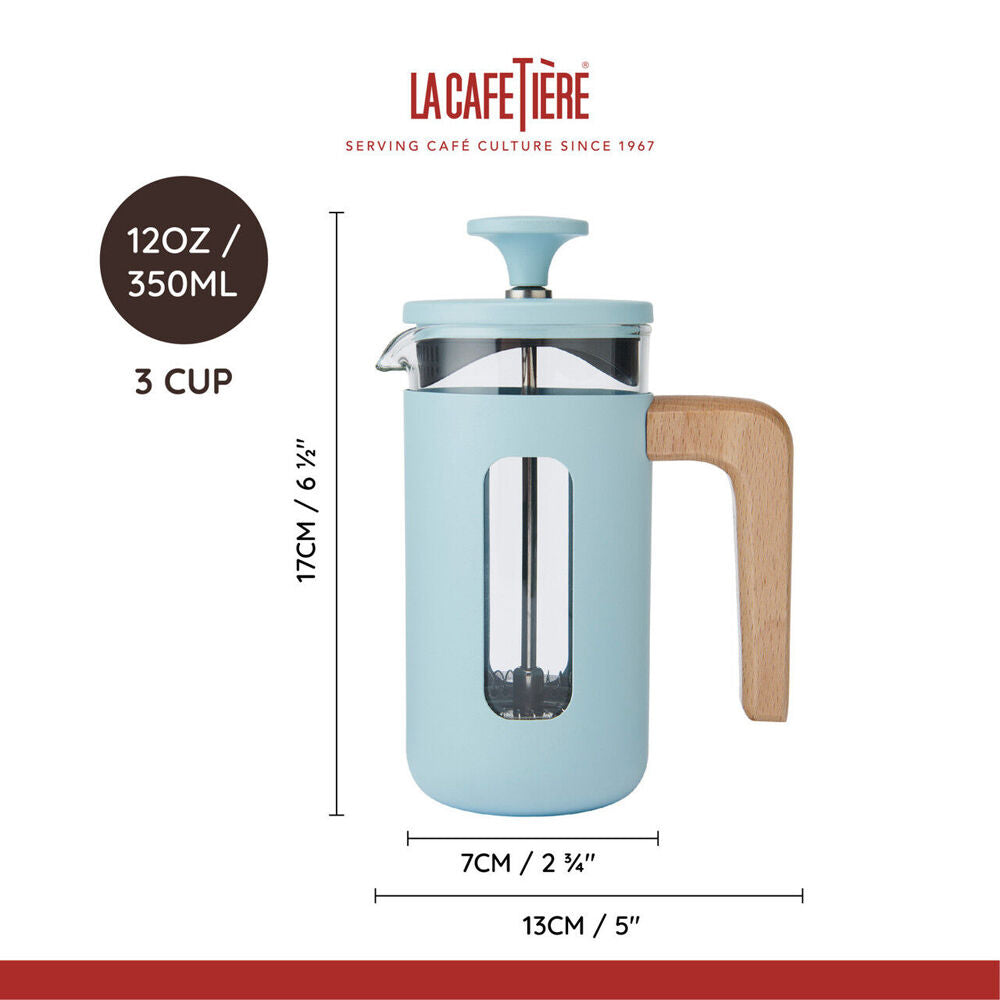 LA Cafetière La Cafetiere Pisa 3-Cup Cafetiere Manual Glass Coffee Press Maker Sky Blue — image 4