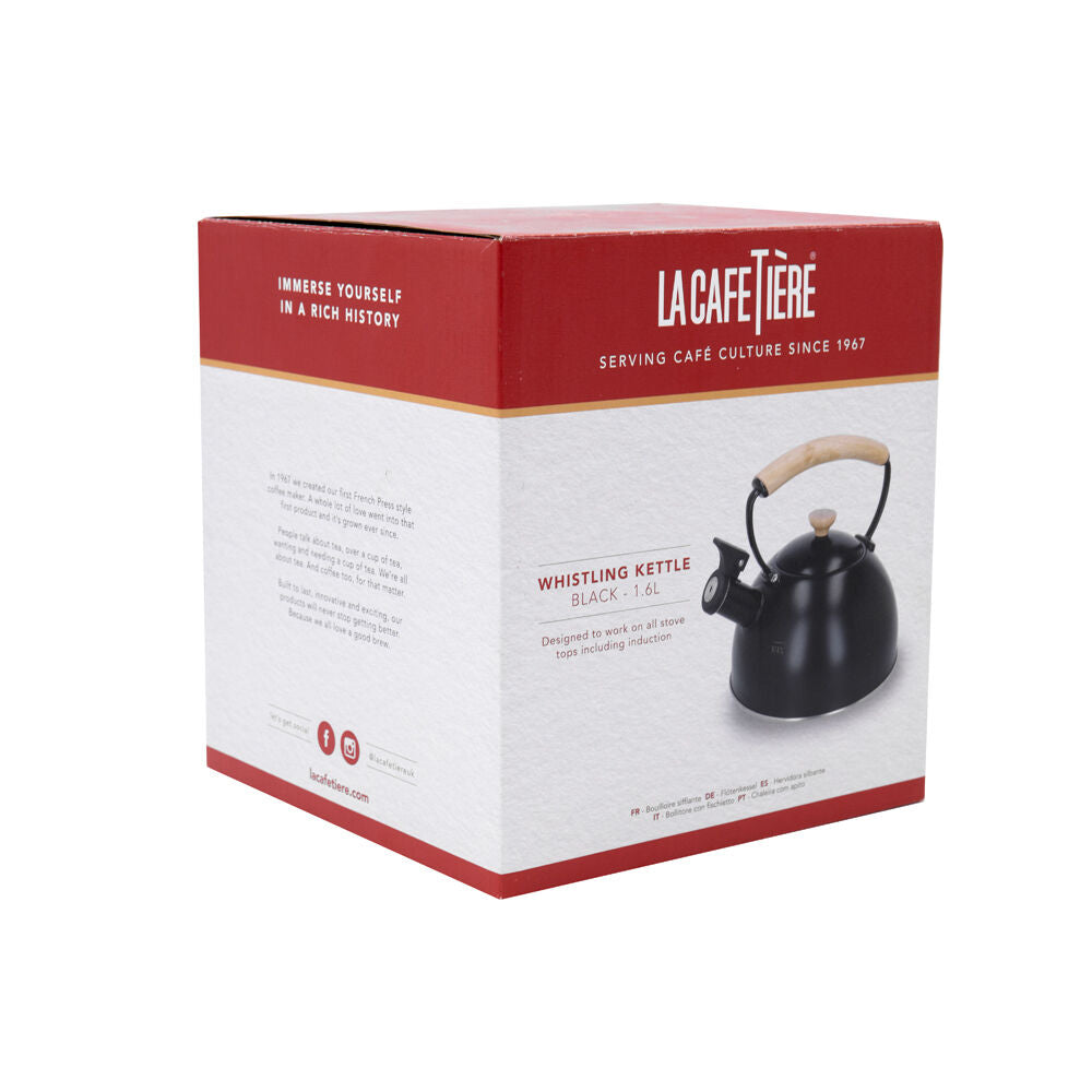 LA Cafetière La Cafetiere Stovetop Whistling Tea Kettle w/ Beechwood Handle 1.6L Black — image 9