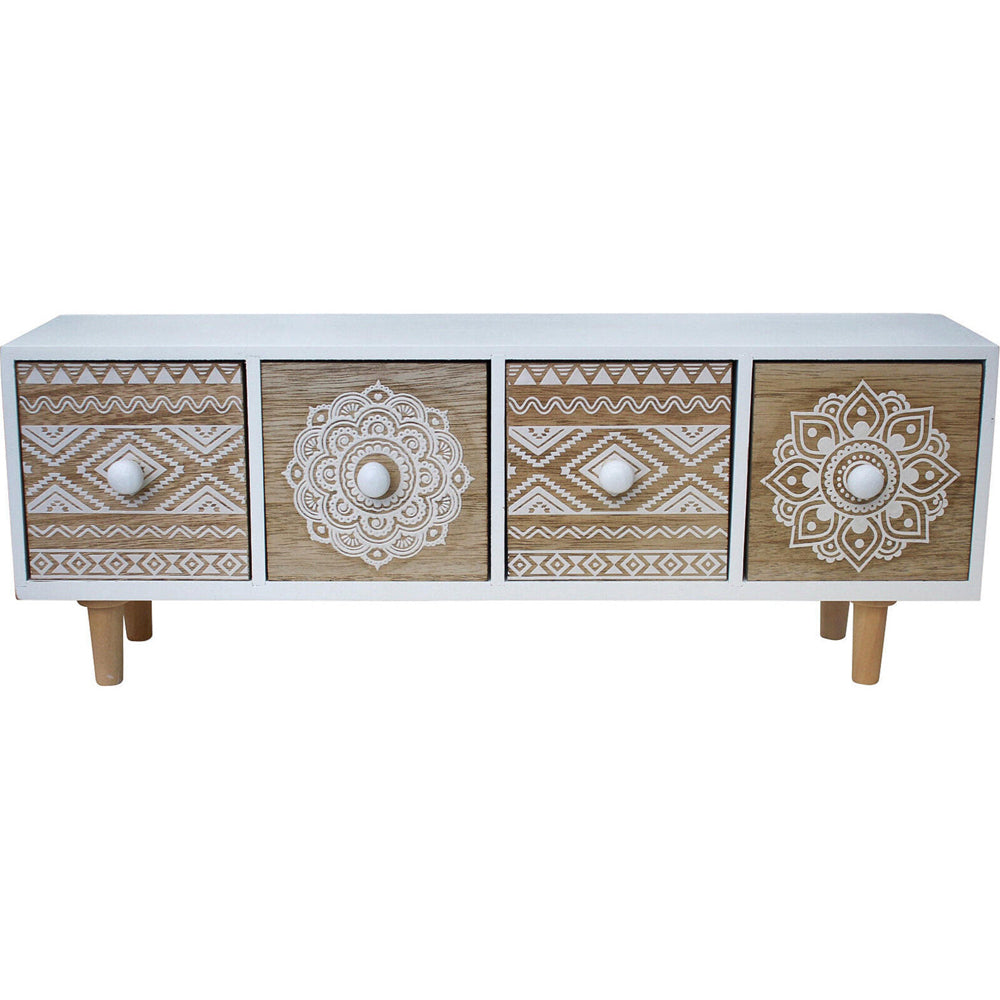 LVD Nevada 4-Drawer 43cm Long Cabinet Storage Rectangle Natural/White