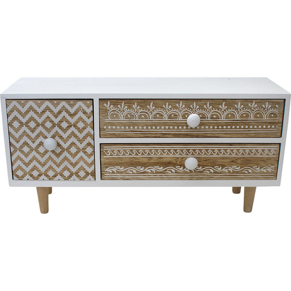 LVD Nevada 3-Drawer 33cm Cabinet Storage Furniture Rectangle Natural/White