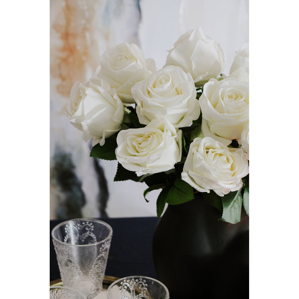 LVD Plastic 73cm Long Stem Rose Artificial Flower Fake/Faux Plant Home Decor White — image 2