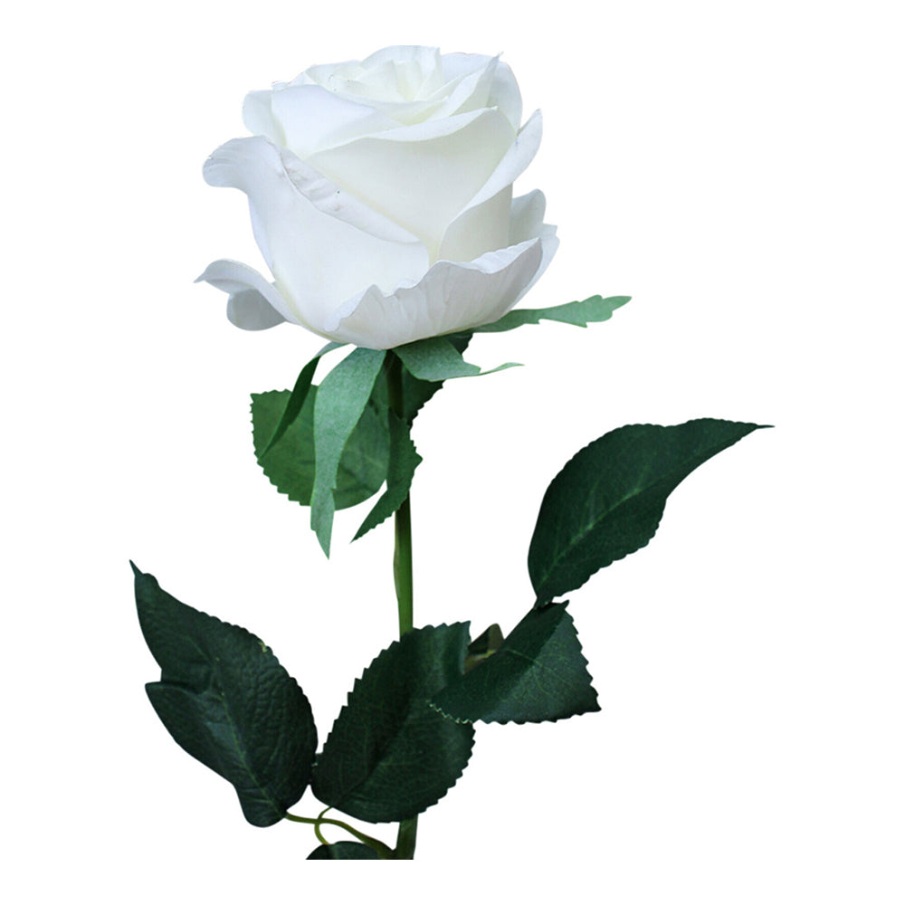 LVD Plastic 73cm Long Stem Rose Artificial Flower Fake/Faux Plant Home Decor White