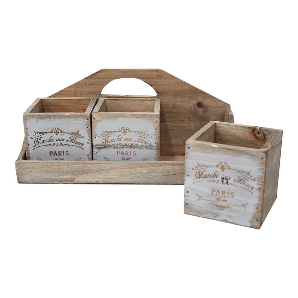 LVD Market MDF 33cm Tray w/ 3pc Boxes Home/Garden Decorative Planter/Storage Set