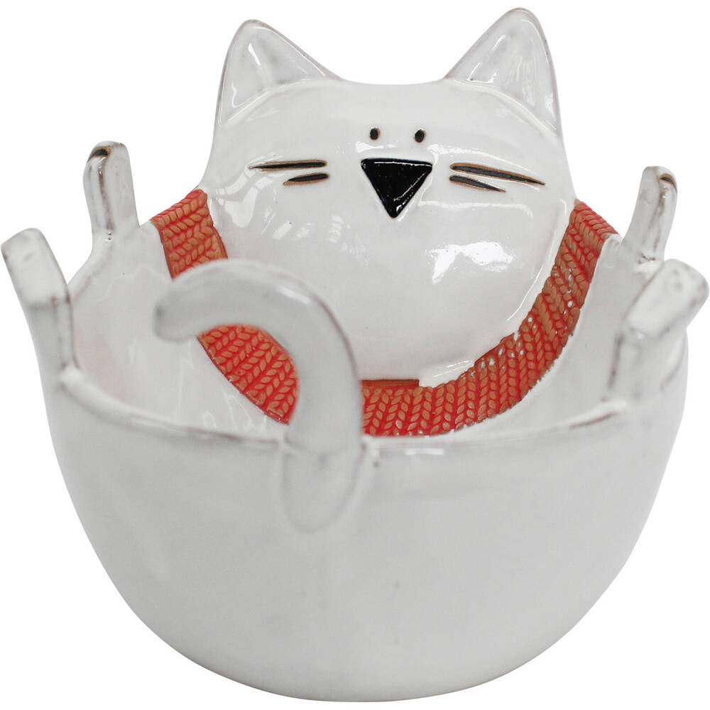 LVD Plate Harvey Cat Ceramic Trinket Bowl Tabletop Home Decor 23x16cm White — image 2