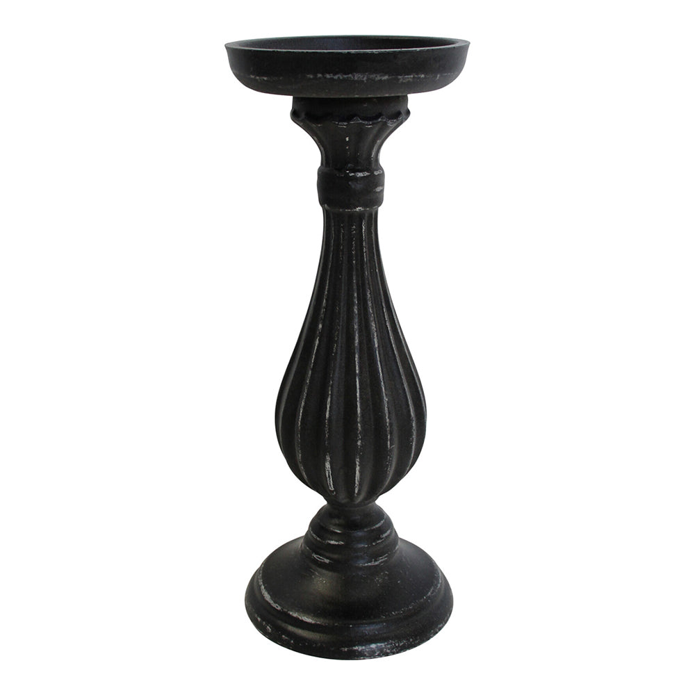 LVD MDF Curve 27cm Pillar/Taper Stick Candle Holder Home Decorative Display Black
