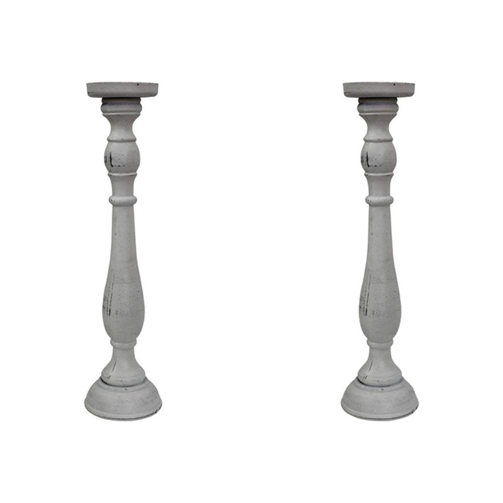LVD MDF/Metal Harper 47cm Pillar/Taper Stick Candle Holder - White (2 Pack)