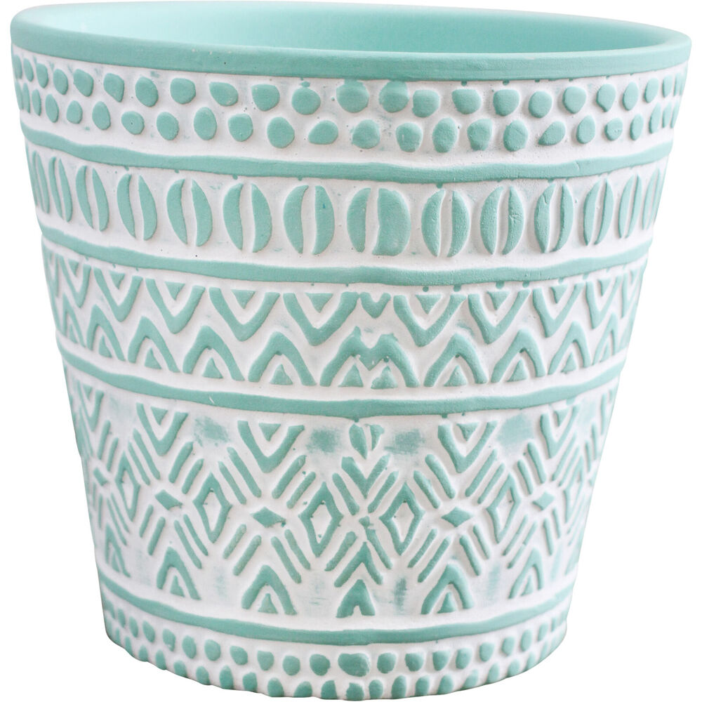 LVD 13x12cm Mint Green Ceramic Decorative Indoor Planter Pot Tribal 3