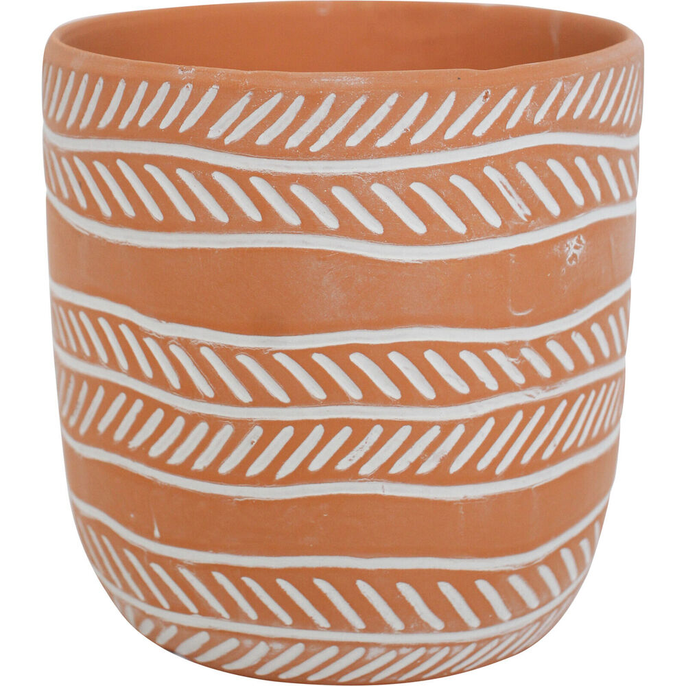 LVD Terracotta Ceramic Decorative Planter Pot Rows 13.5x13cm Natural (2 Pack) — image 2