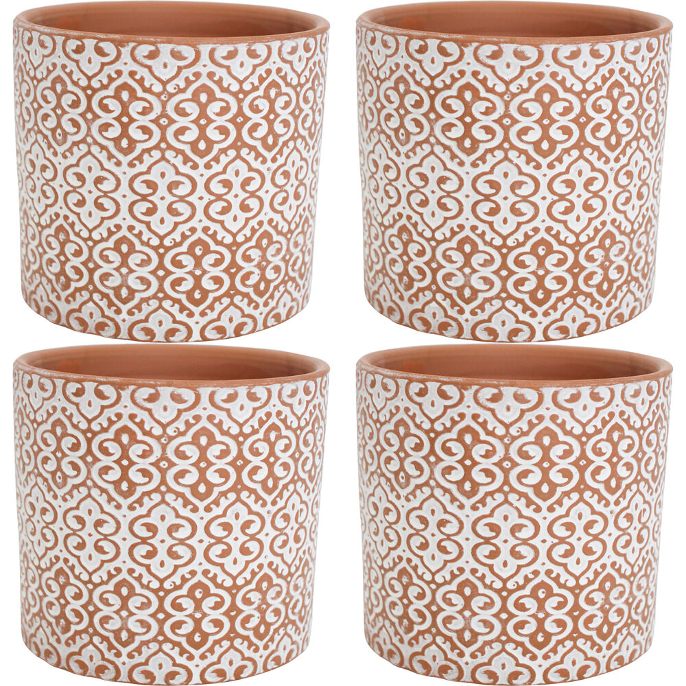 LVD Terracotta Ceramic Decorative Planter Scroll 13.5x12.5cm Coffee (4 Pack)