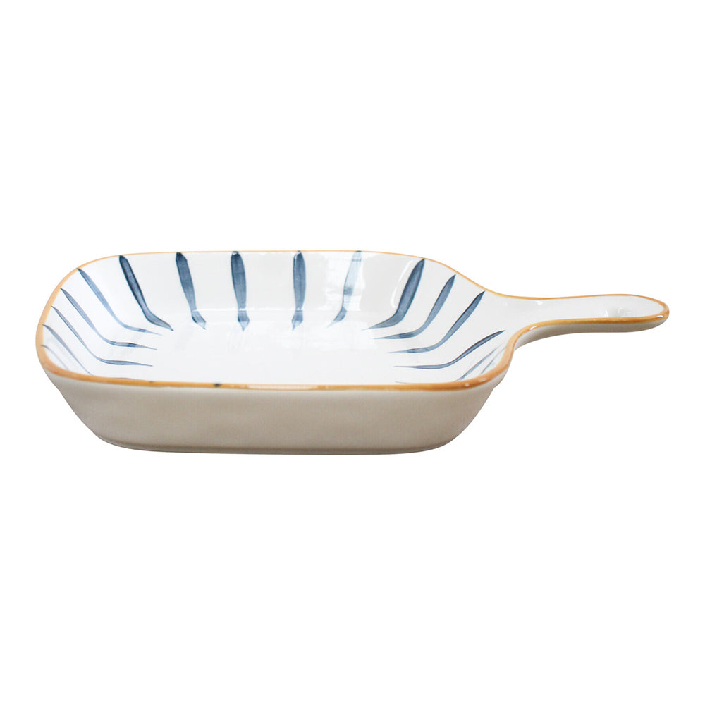 LVD Dash Ceramic 23cm Serving Plate w/ Handle Food/Snack Dish Tableware Square White