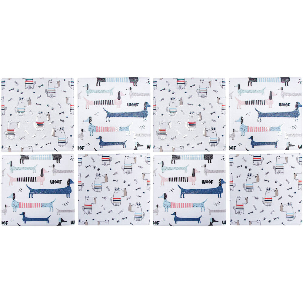 LVD Ceramic Coasters Home/Dining Table Protector Square 9x9cm Doggos (8 Pieces)