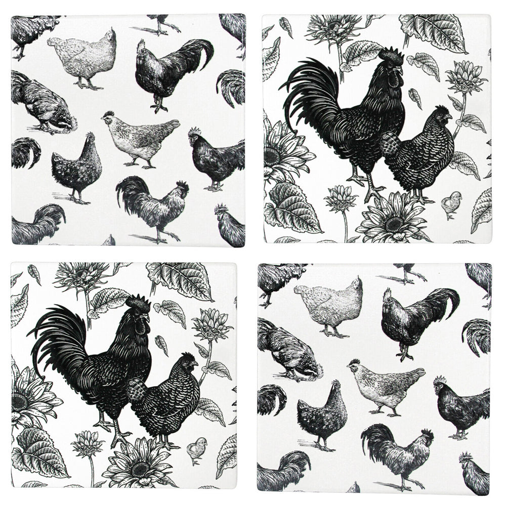LVD Ceramic Coasters Roosters Mat/Pad Home/Kitchen Decor 9.5cm Square (4 Pieces) — image 2