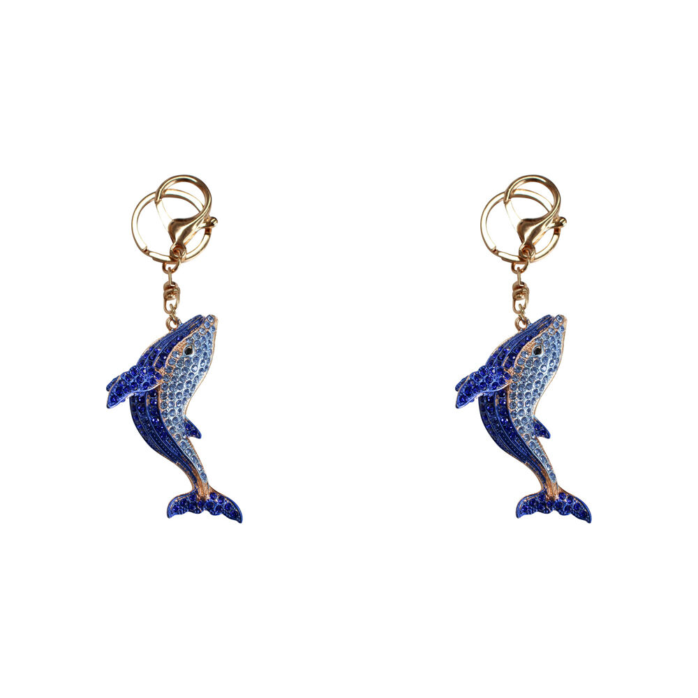 LVD Metal Whale Keyring Keychain Hanging Charm Women's Accessory 7cm Blue (2 Pack)