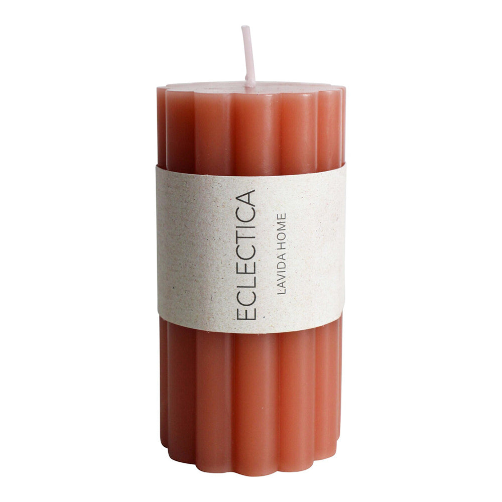 LVD Unscented Flower 12cm Wax Pillar Candle Home Room Decor Tabletop Display Pink