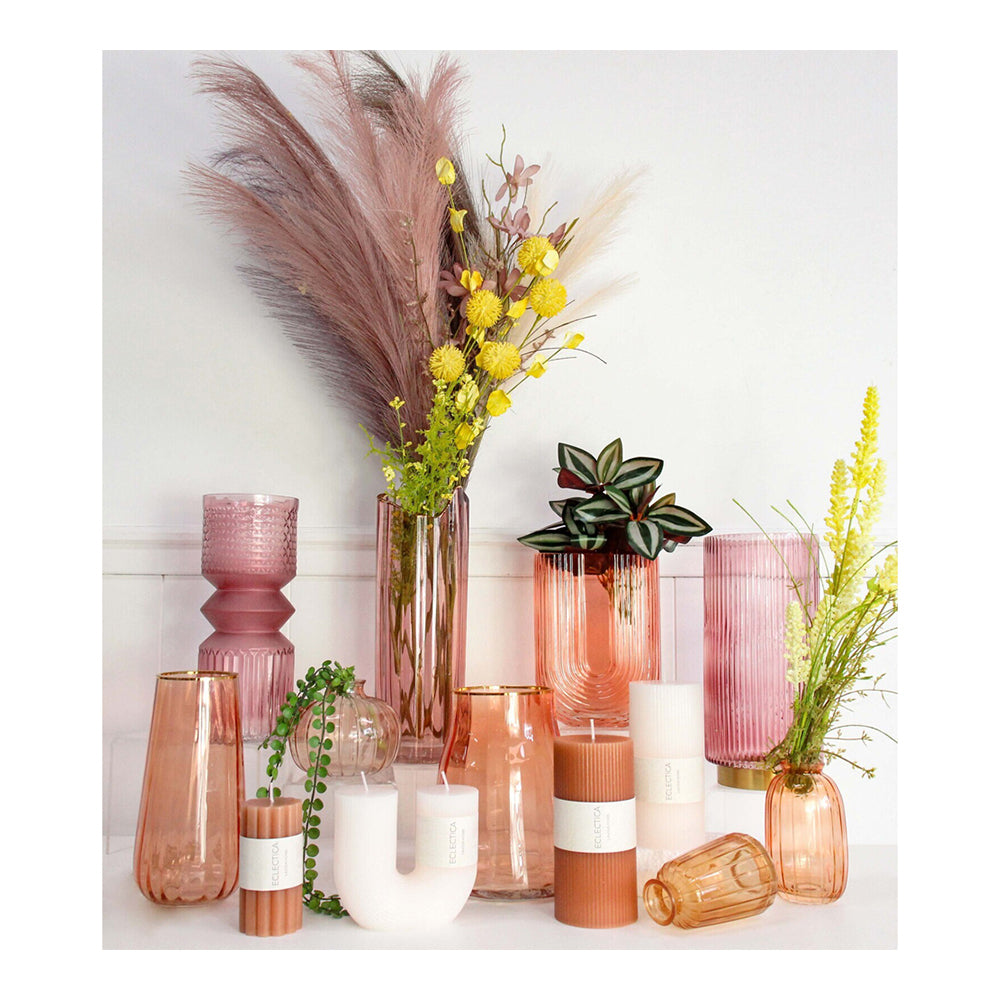 LVD Unscented Flower 12cm Wax Pillar Candle Home Room Decor Tabletop Display Pink — image 2