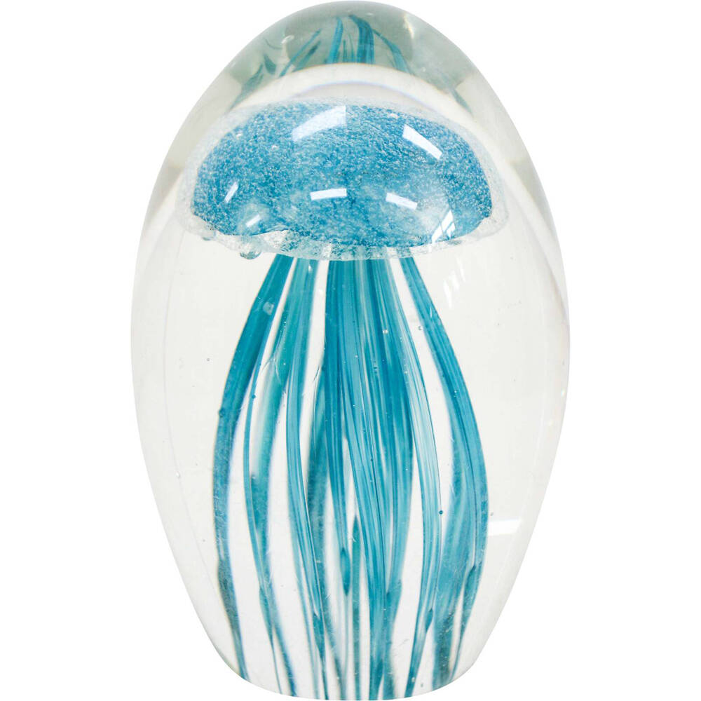 LVD Glass Jellyfish Figurine Medium Home/Office Tabletop Decor 6x12cm Aqua
