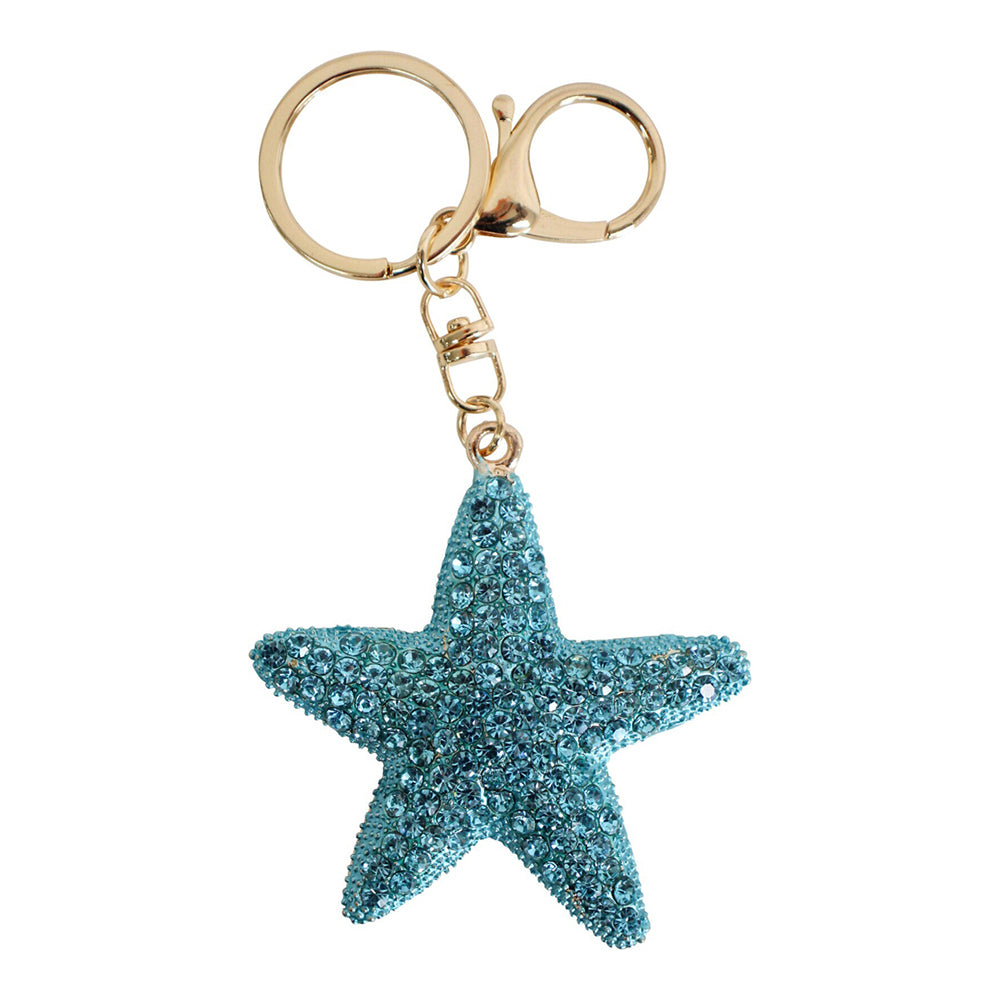 LVD Metal Starfish Keyring Bag/Car Key Holder Accessory Charm Keychain Tag Blue