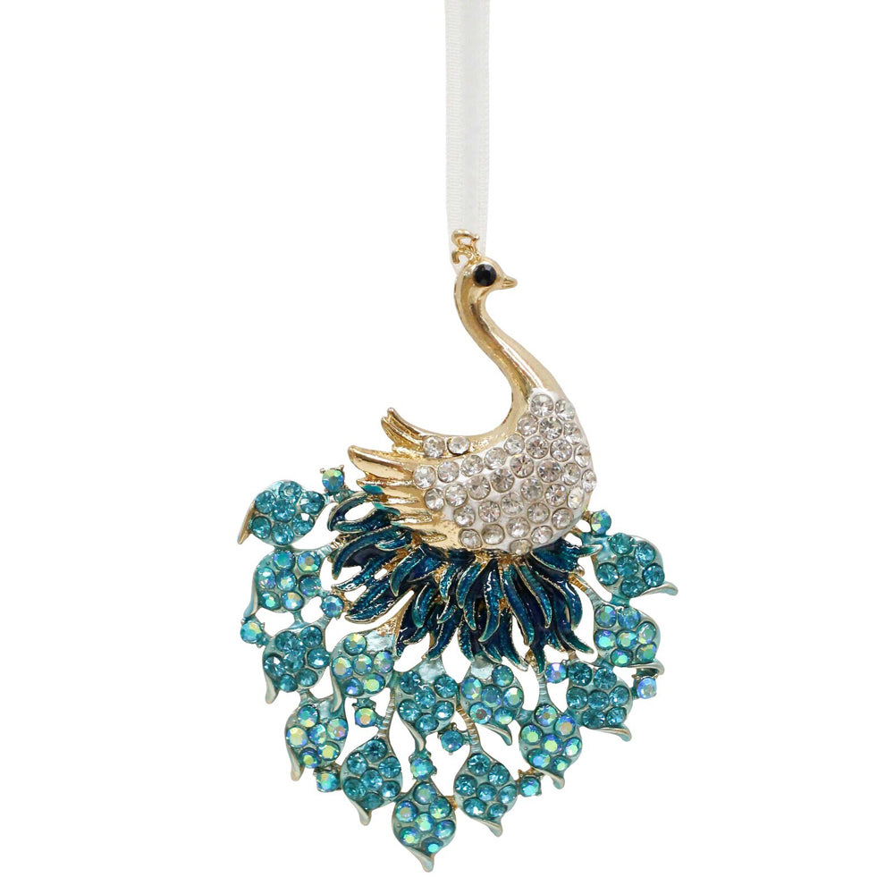 LVD Metal/Ribbon 8.5cm Pretty Peacock Ornament Hanging Decorative Charm/Figurine