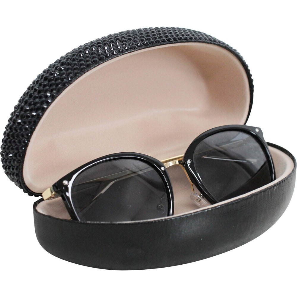 LVD Plastic/Card 16.5cm Sunglasses Case Eye-Glass Storage Pouch Oval Black Bling — image 2