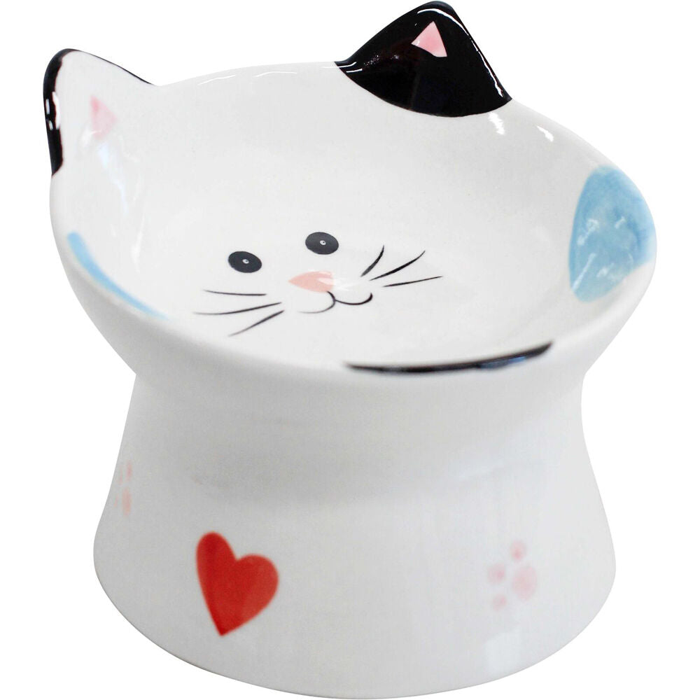 LVD 8.5x11.5cm Multicoloured Ceramic Splotch Raised Pet Feeding Bowl