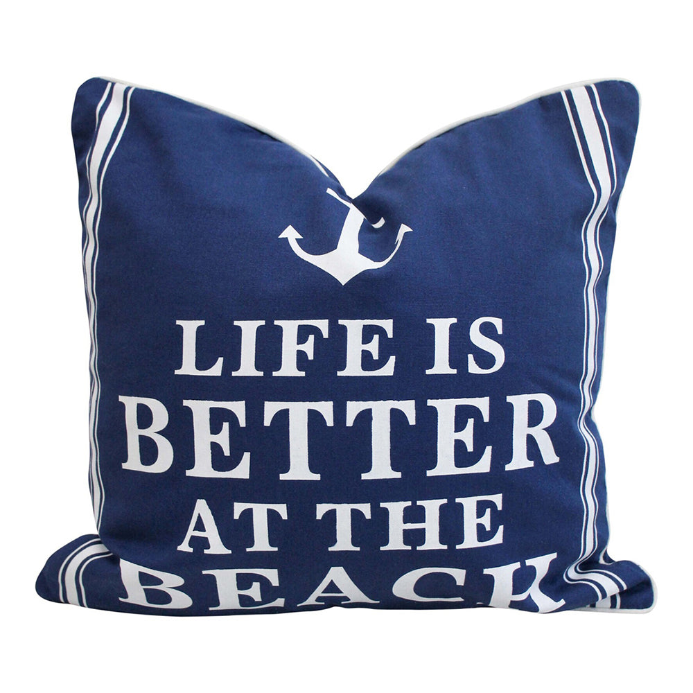 LVD Beach Life 40cm Cushion Throw Pillow Square Home/Room Sofa Bed Decor Blue/White