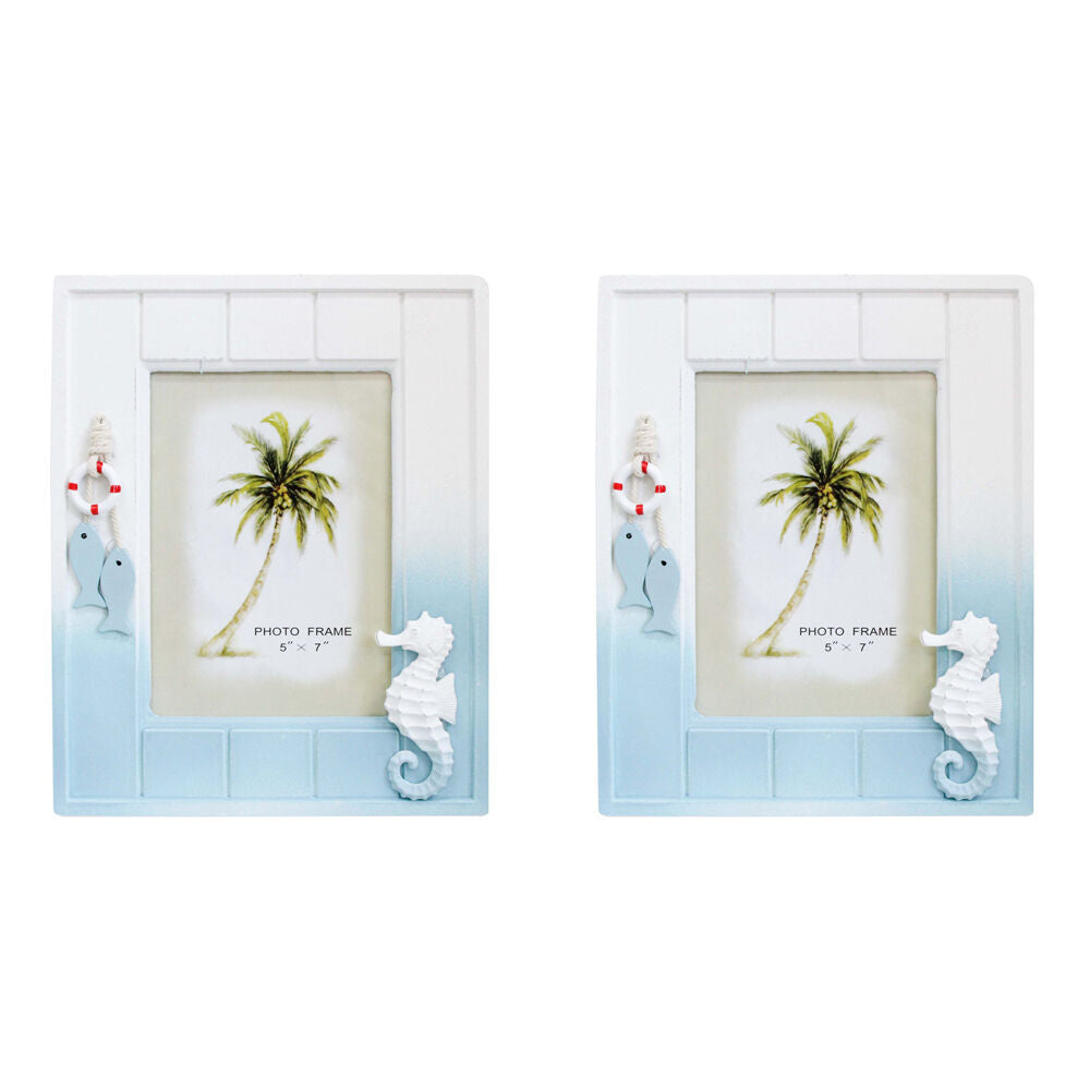 LVD Wooden Glass Picture/Photo Coastal Frame 5x7 21x26x1.5cm Beachside (2 Pack)