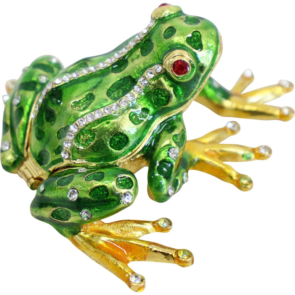 LVD Metal/Enamel 10cm Decorative Frog Trinket Box Jewellery Storage Green/Gold
