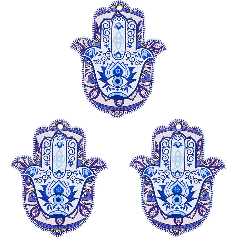 LVD Ceramic Home Decorative Hamsa Hand 1 Wall Art 15x1x19cm Blue/White (3 Pack)