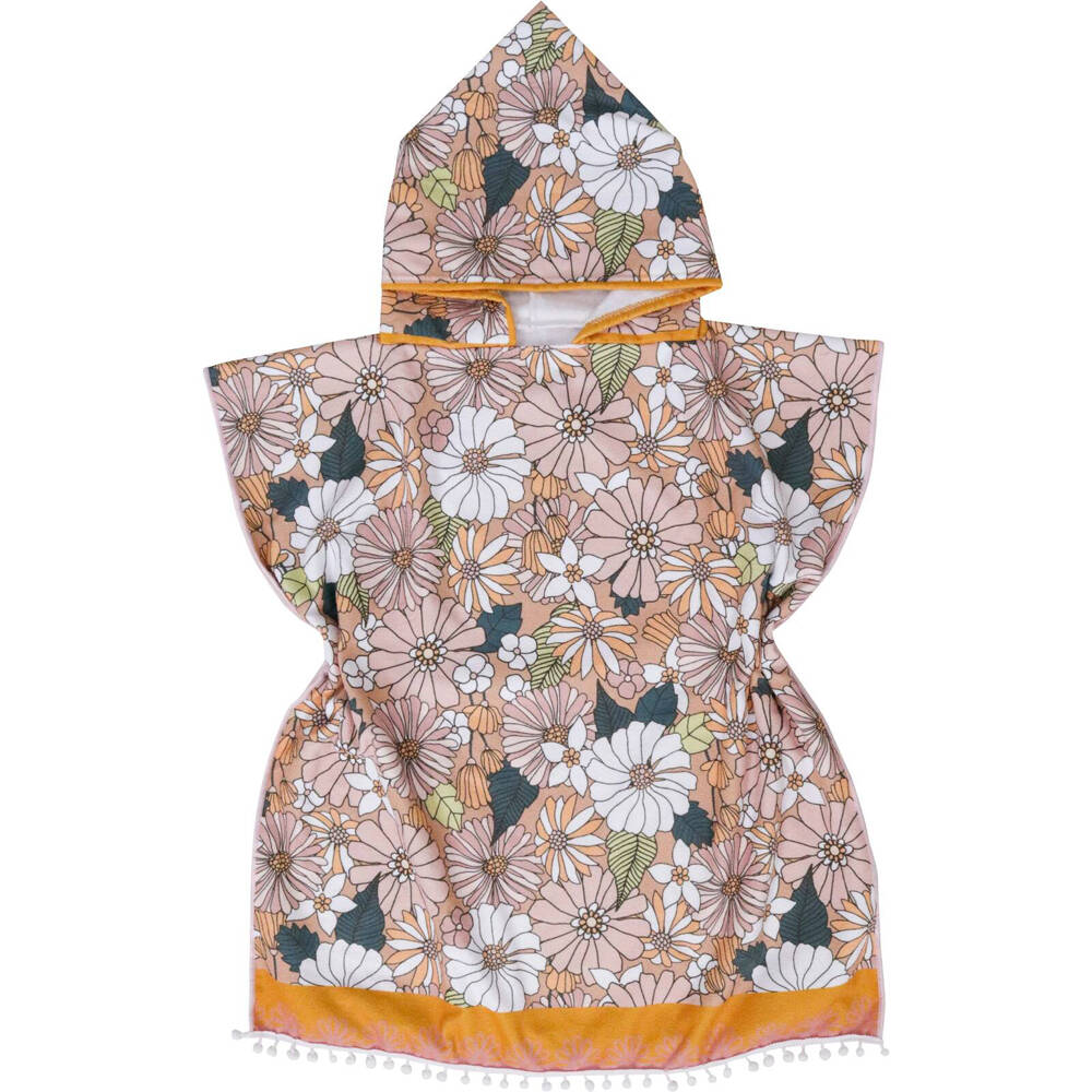 LVD Microfibre Kids Poncho Absorbent w/ Bag & Hood Floral Pattern 70cm Roxy