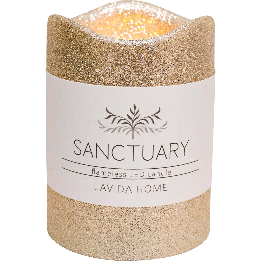 LVD Flameless Candle Small Champagne Decorative Home/Lounge Decor 7.5x10cm