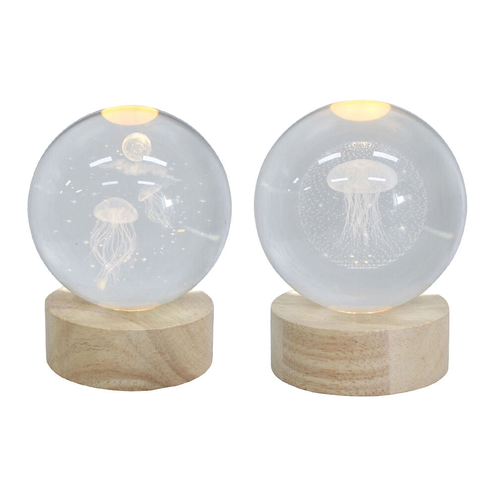 LVD Glass/MDF Jellyfish LED Ball Ornament Home Tabletop Decor Combo Set Large