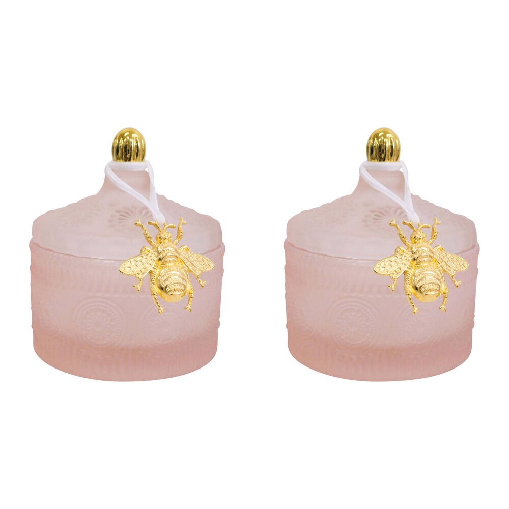 LVD Glass Chloe Trinket Box Storage Home Tabletop Decor Round 10cm Sand (2 Pack)