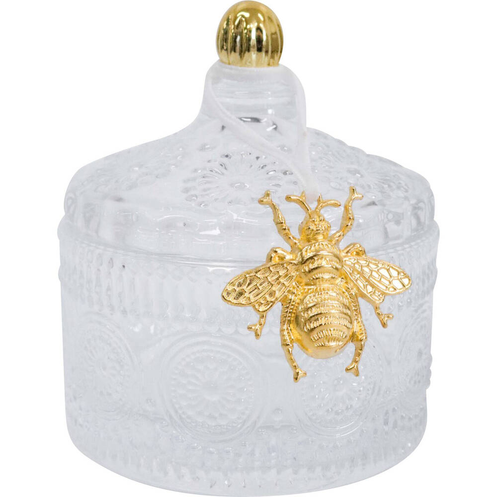 LVD Glass Chloe Trinket Box Storage Home Tabletop Decor Round 10cm Clear