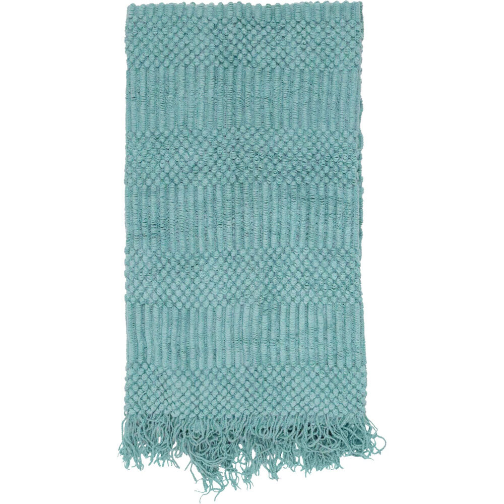LVD 160x140cm Blue Shell Stone Woven Decorative Fringed Throw Blanket