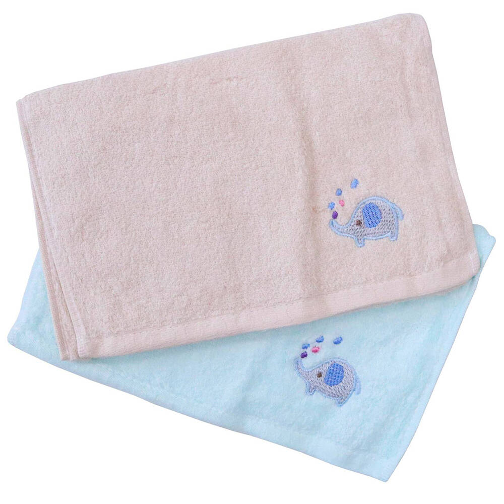 LVD Kids/Children Cotton Hand Towel Bath Towellete Set 25x50cm Elephant (2 Pieces)