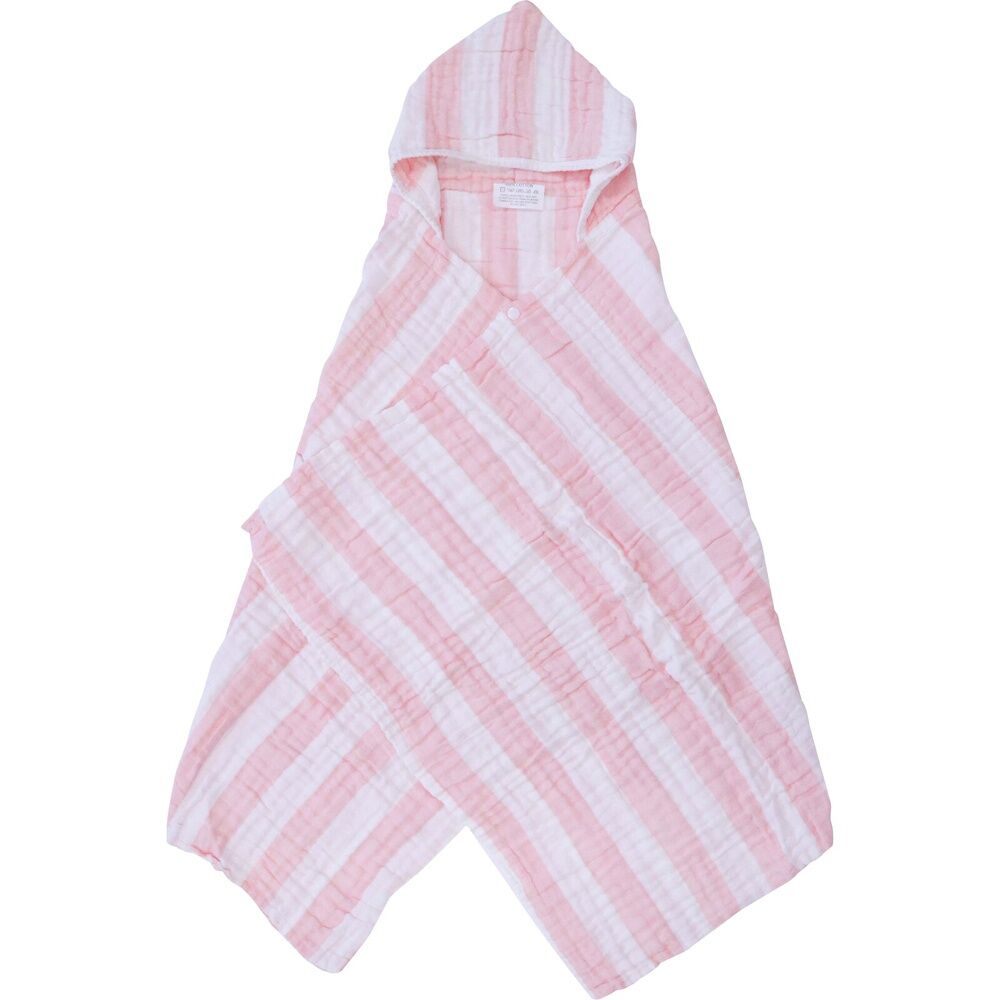 LVD Striped Cotton Hooded Swaddle Soft/Gentle Baby Wrap 127x66cm Pink/White (2 Pack) — image 2