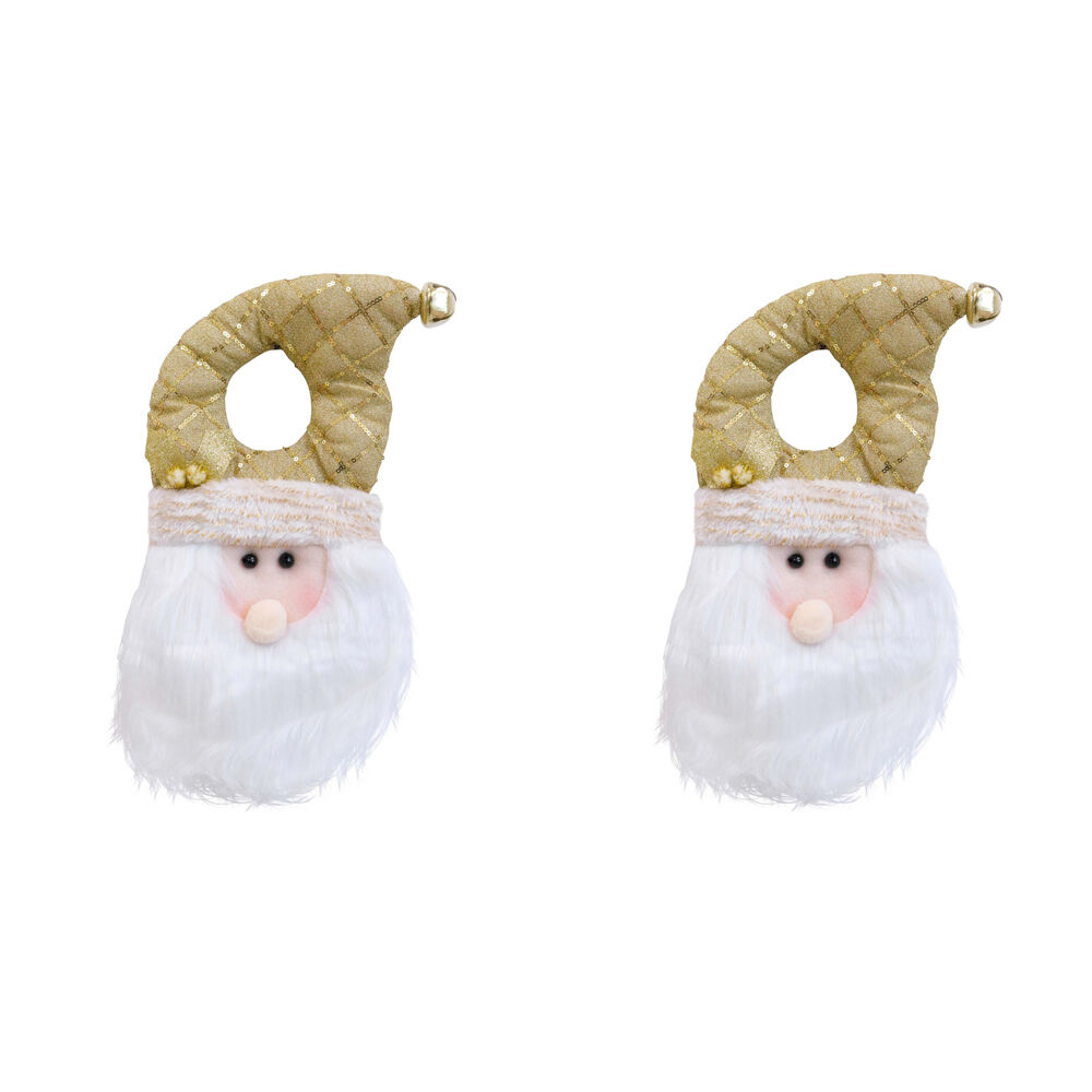 LVD Hanging Santa Christmas Door Hanger Festive Decoration 43cm Gold (2 Pack)