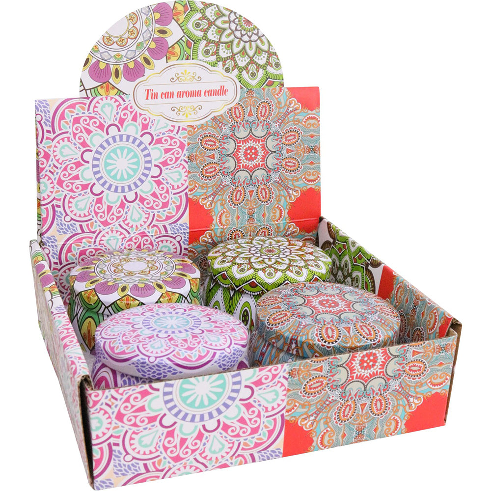 LVD Candle Tins Asstorted Decorative Ornament Home Lounge Decor 7x5cm (4 Pieces)
