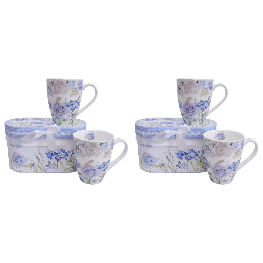 LVD 2pc LVD Ceramic Teacups w/ Box Hydrangea Blooms Home/Kitchen Drinkware 11cm (2 Pack)