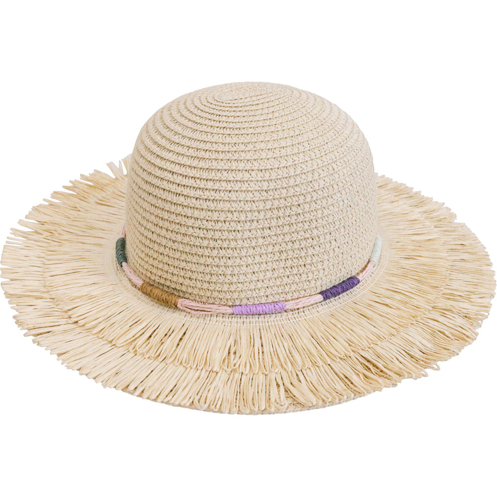 LVD Kids/Children Woven Sun Outdoor Summer Hat 32cm Brim Round Boho Layers